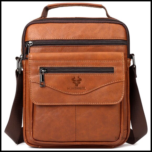 Genuine Leather Messenger Bag Crossbody Sling Shoulder Bag for Work Business